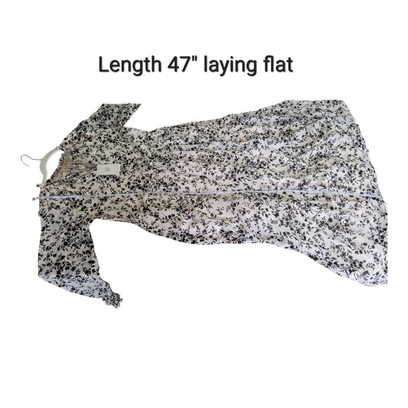 DownEast Mimi Dress XS White Black Floral Prairie Midi Boho Tiered Rayon NWT - Picture 8 of 15